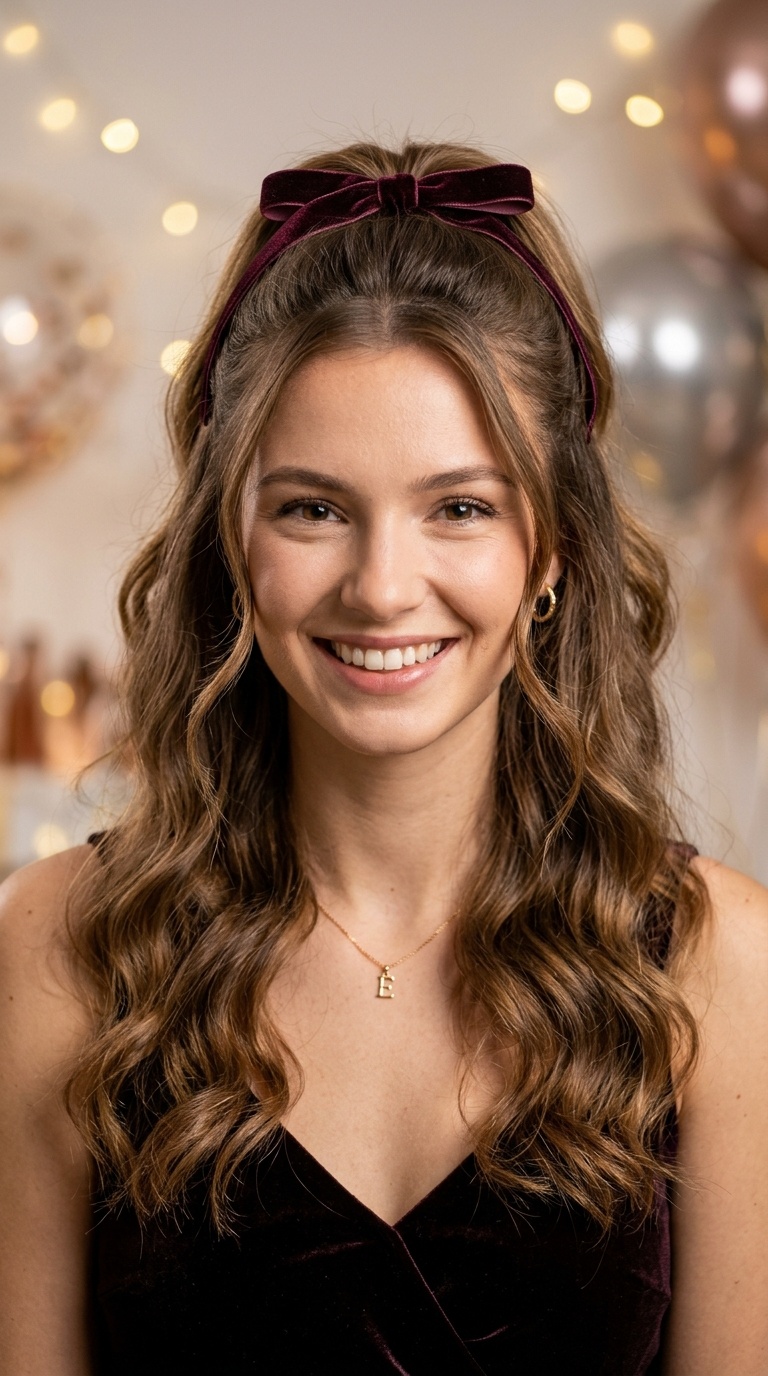 Half-Up, Half-Down with Velvet Ribbons