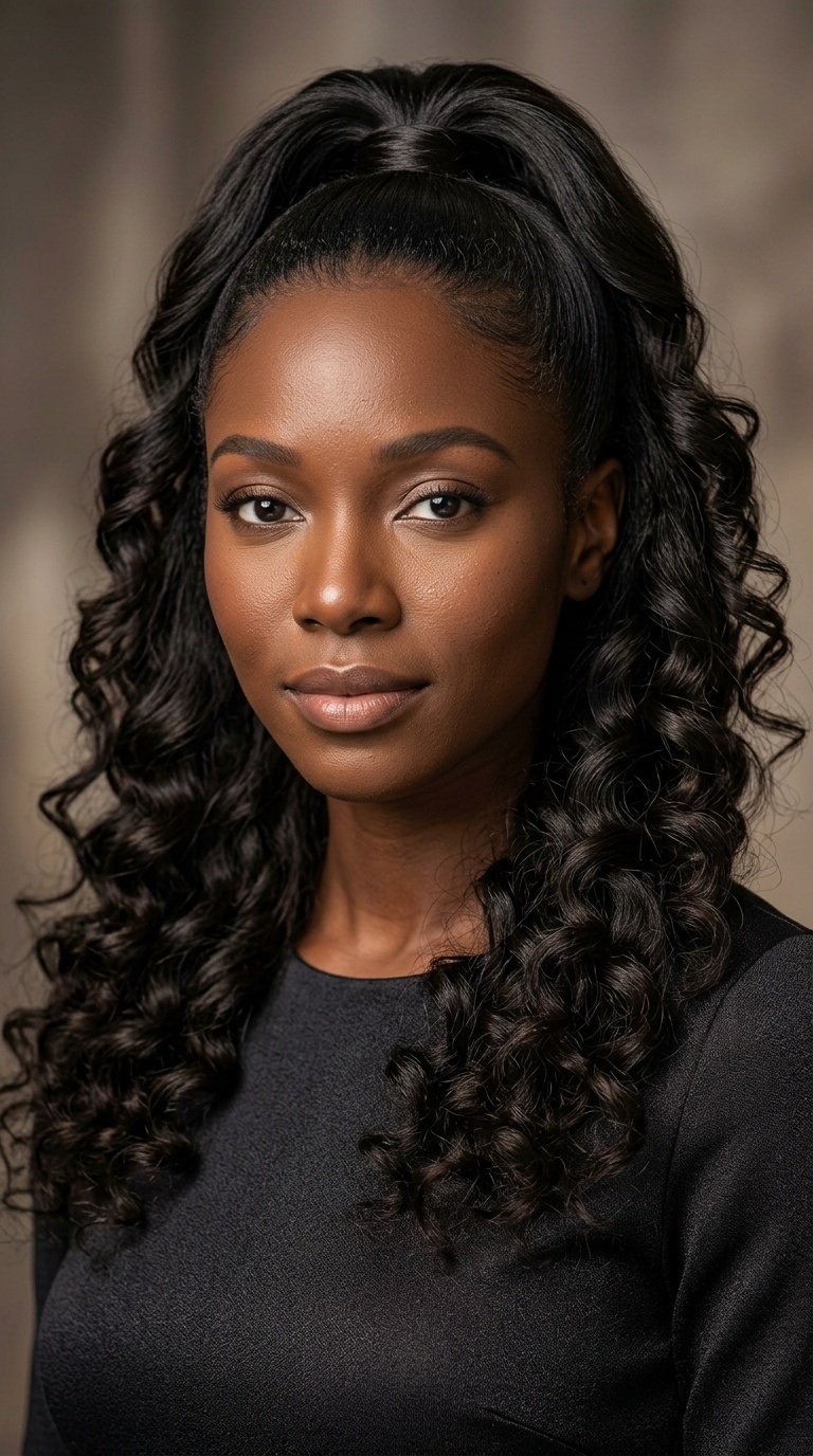 Half-Up Half-Down with Wand Curls