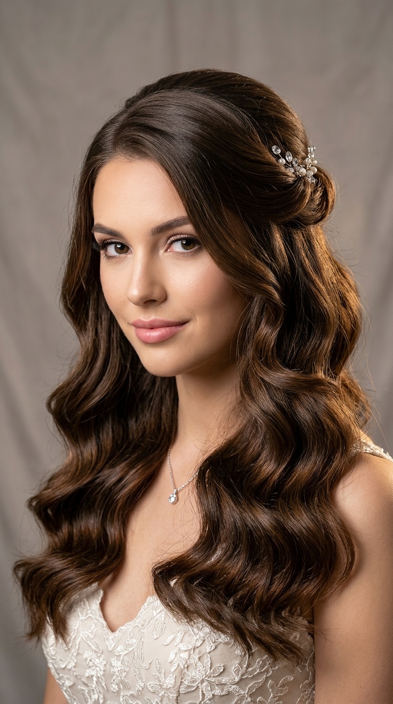 Half-Up Polished Wave Hybrid