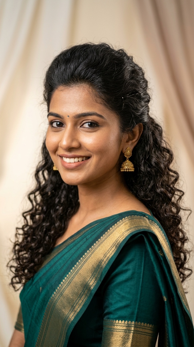 Half-Up Puff with Soft Curls
