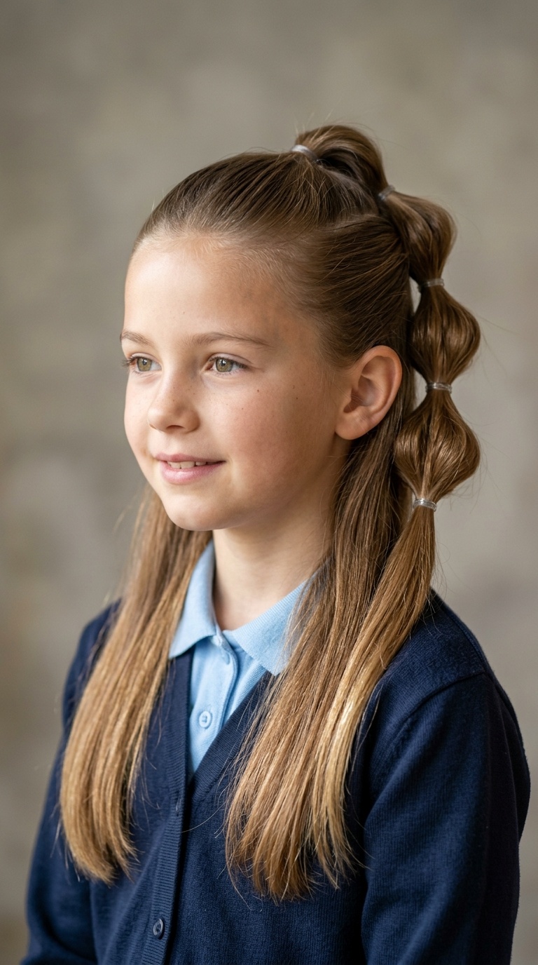 Half-Up Sleek Bubble Plaits