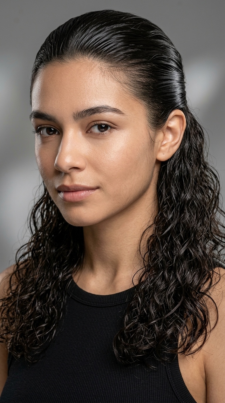 Half-Up Slicked Back with Natural Texture