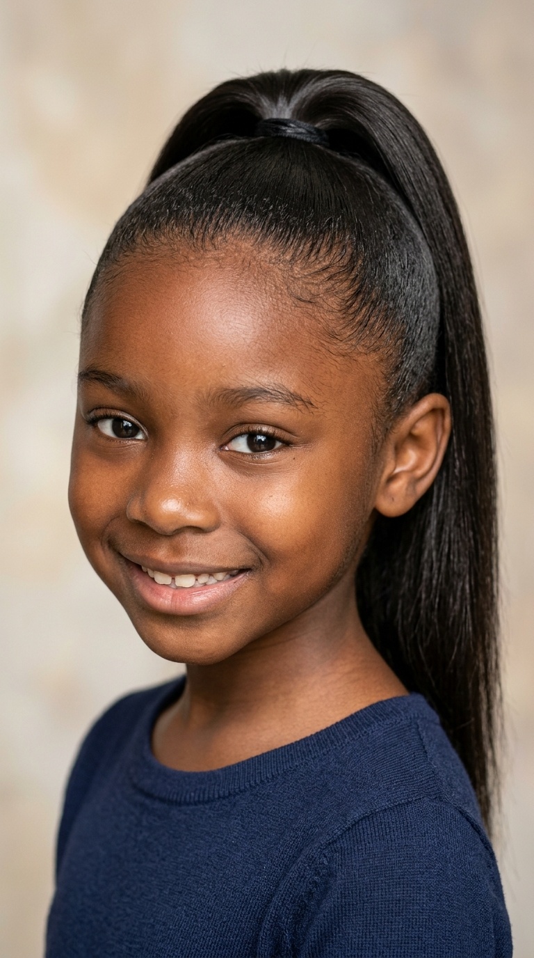 Half-Up Straight Ponytail