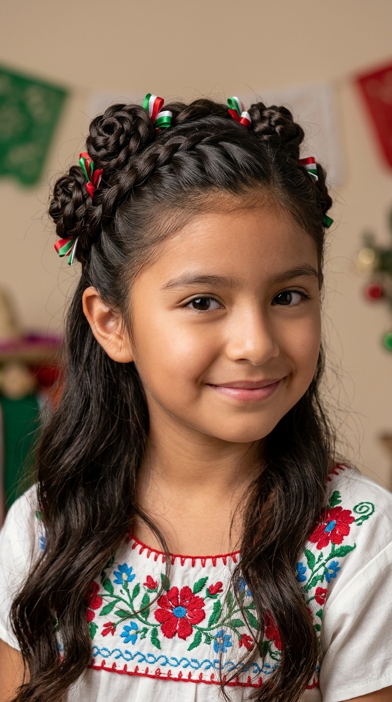 Half-Up Style with Braided Roses