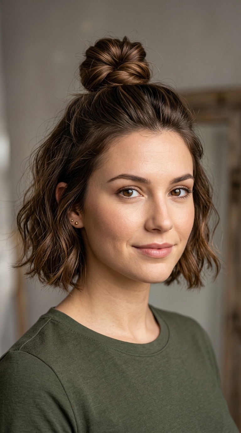 Half-Up Top Knot for Short Hair