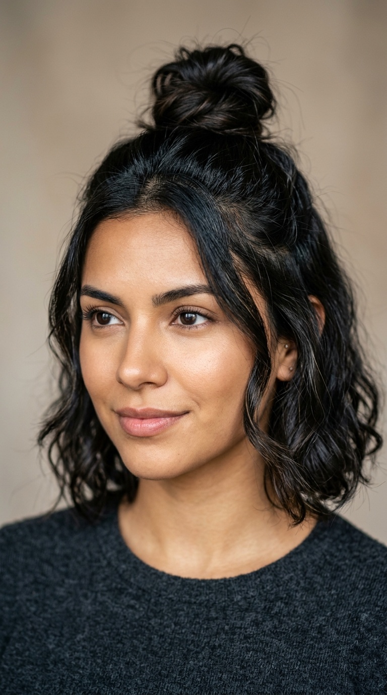 Half-Up Top Knot for Short Hair