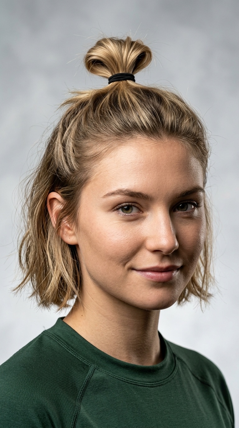 Half-Up Top Knot (For Short Hair)