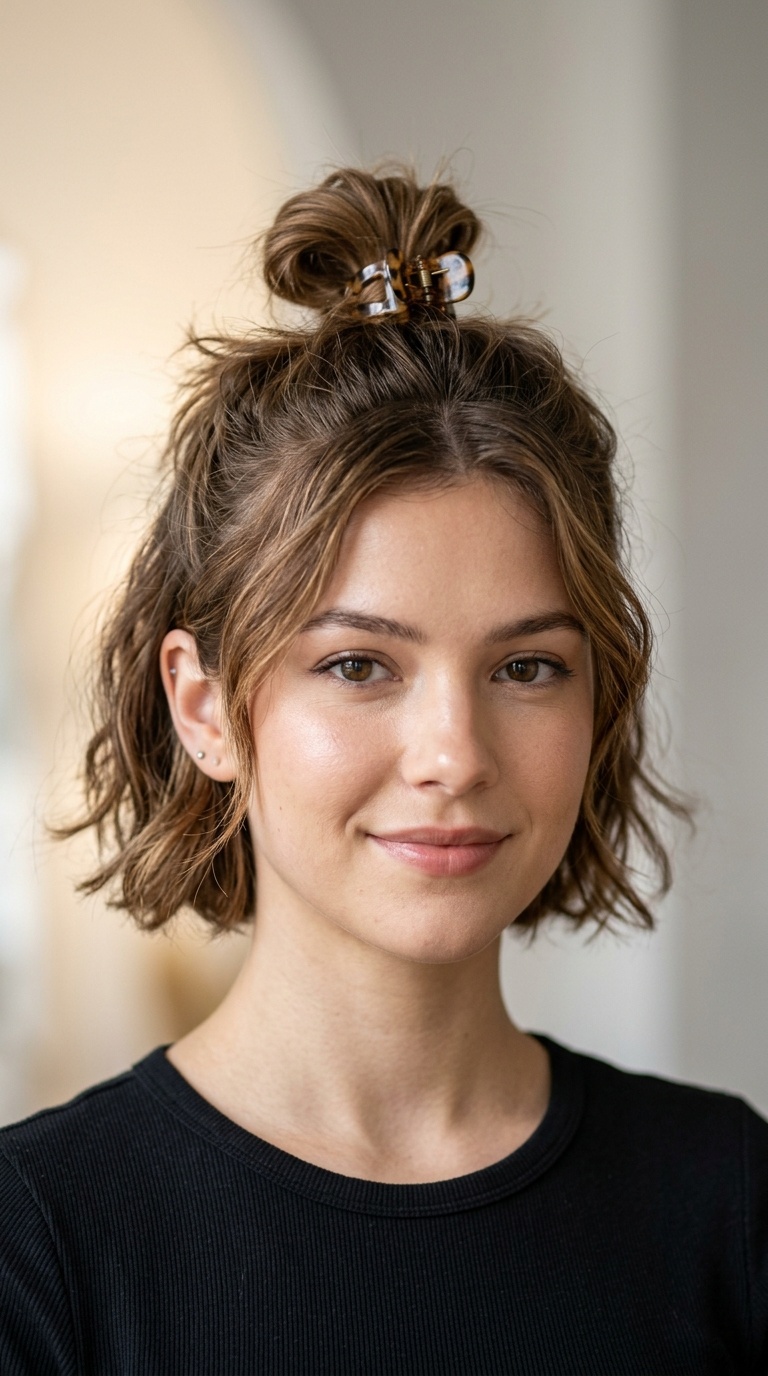 Half-Up Top Knot with a Claw Clip