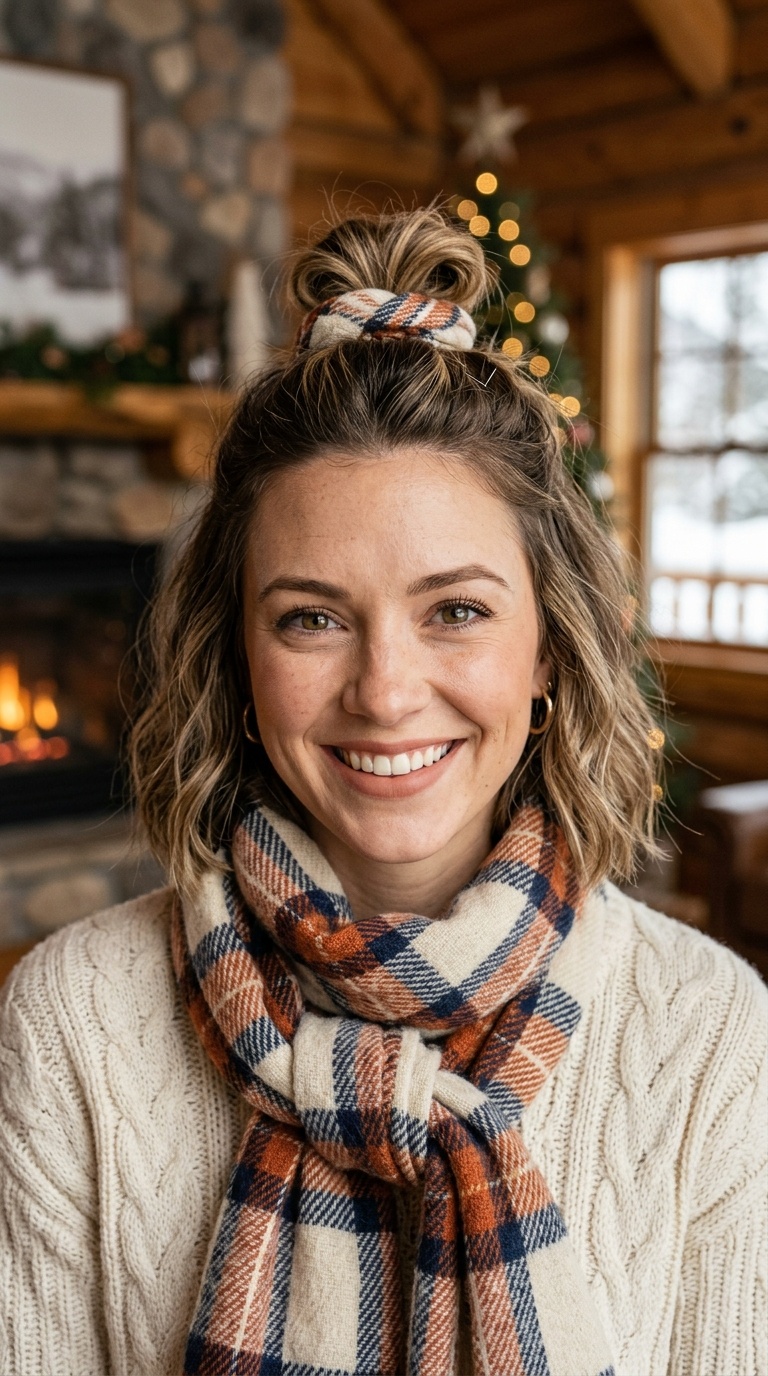 Half-Up Top Knot with a Scarf
