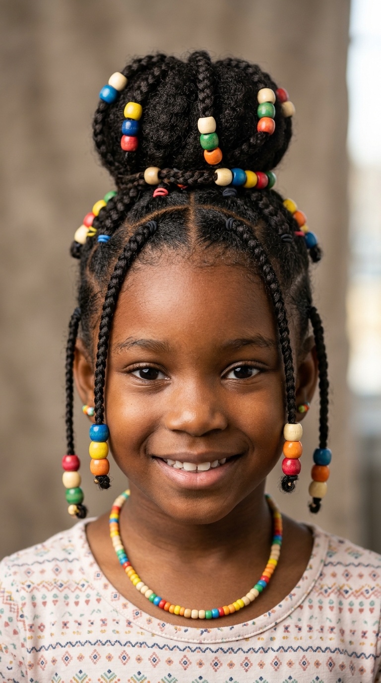 Half-Up Top Knot with Bead Accents