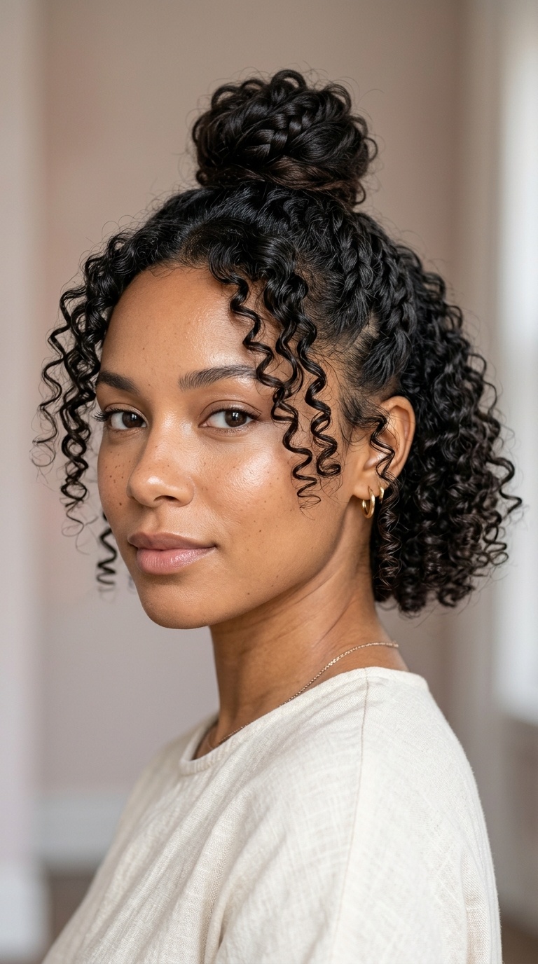 Half-Up Top Knot with Cascading Spirals