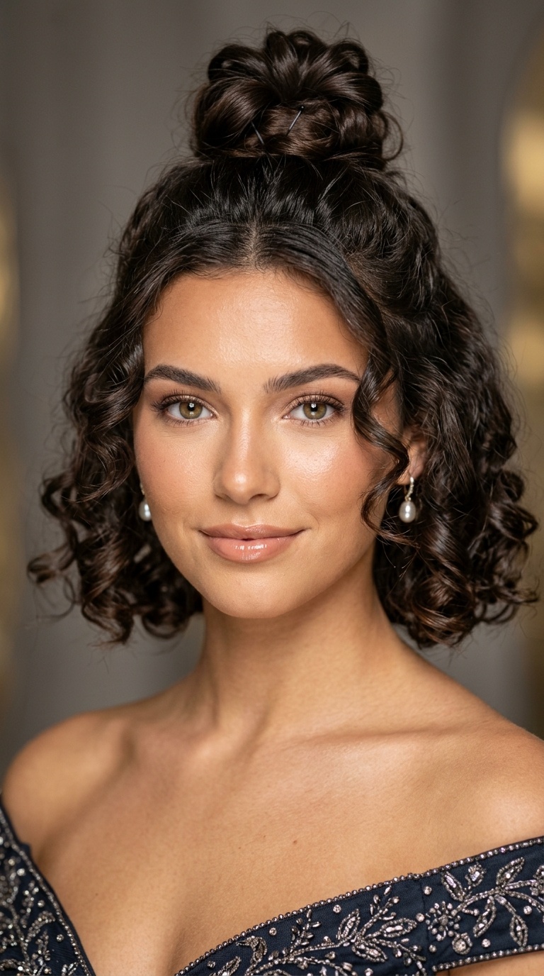 Half-Up Top Knot with Curls