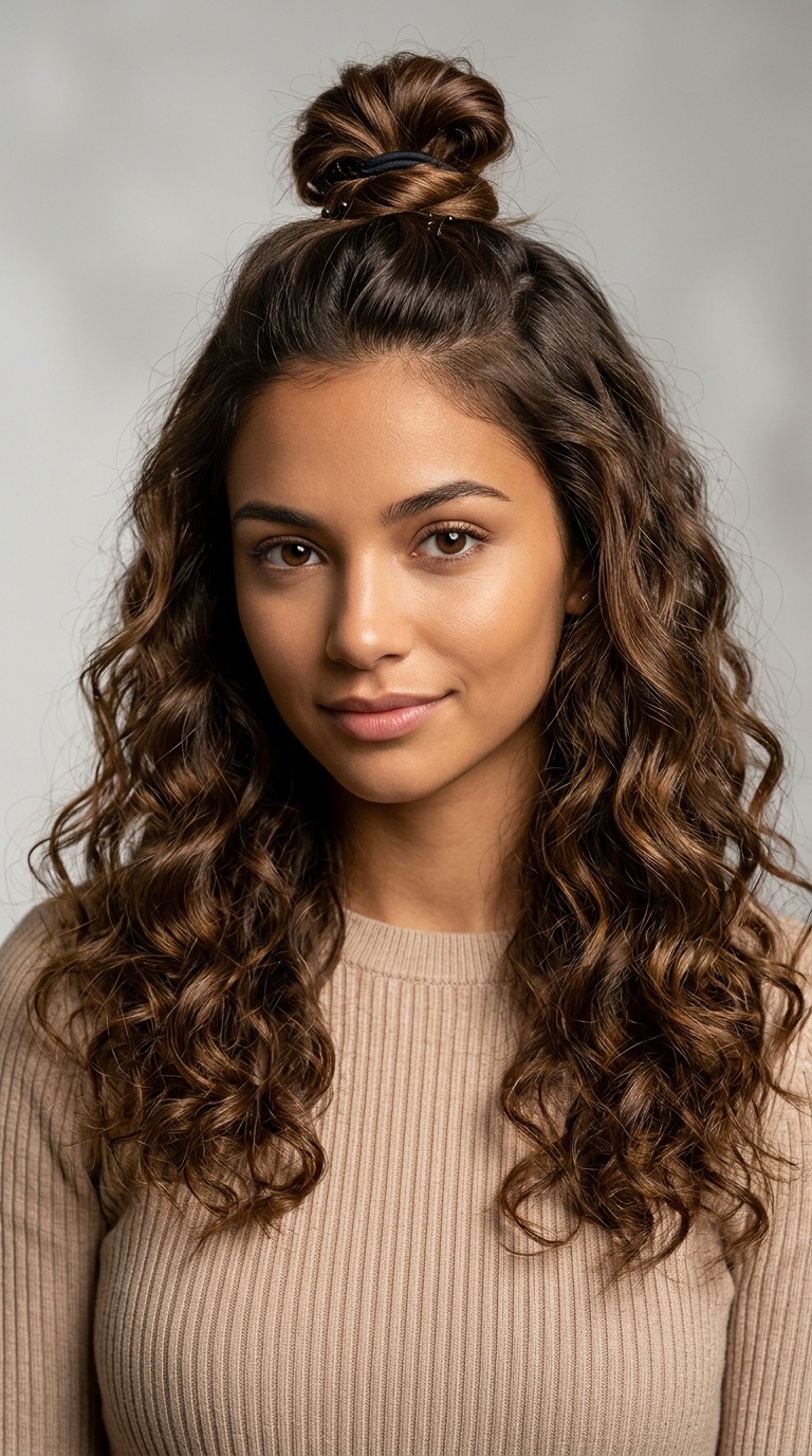Half-Up Top Knot with Curls