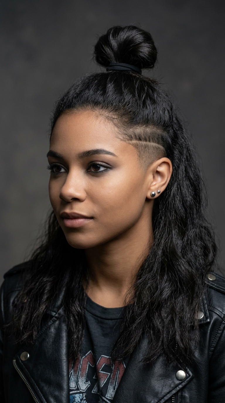 Half-Up Top Knot with Hidden Undercut
