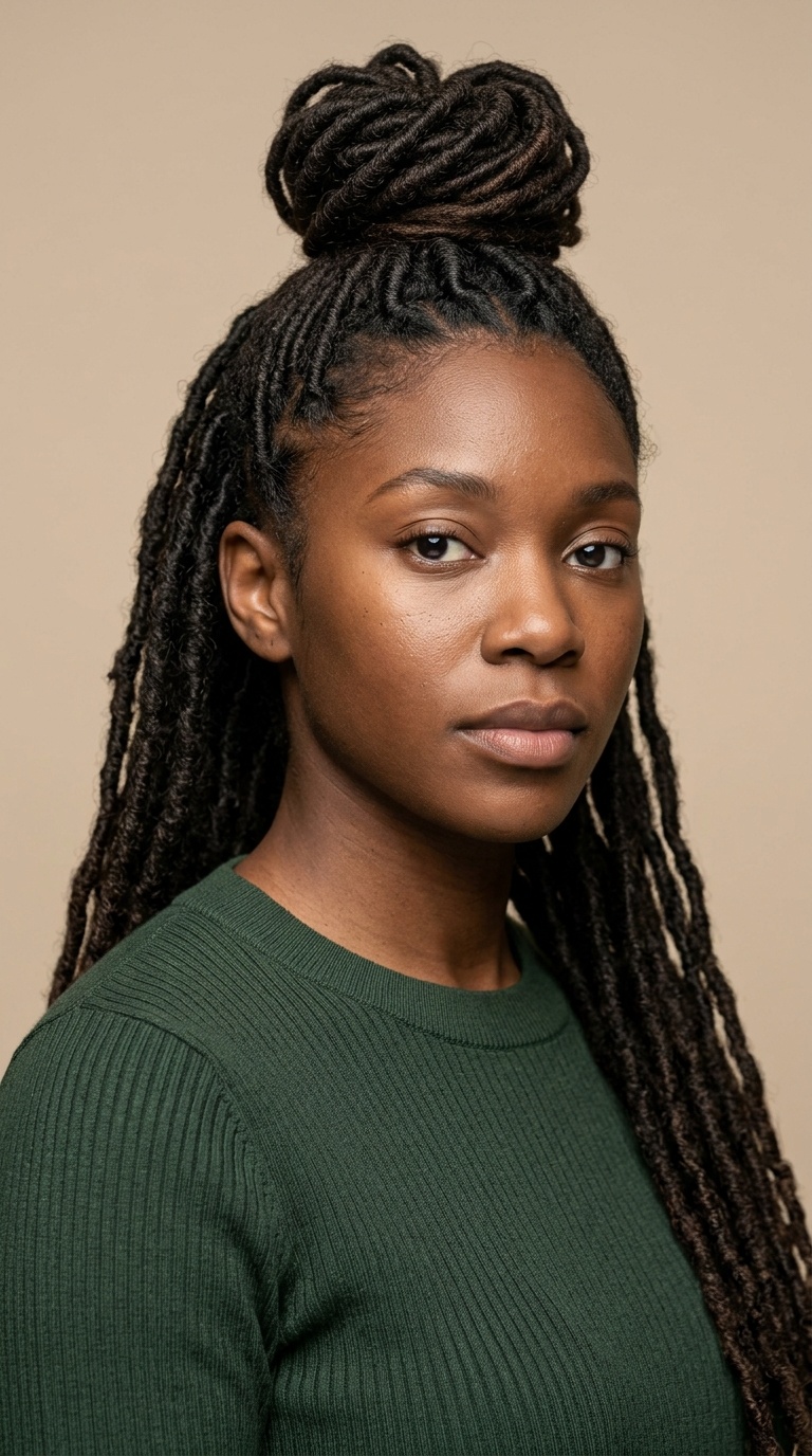 Half-Up Top Knot with Locs