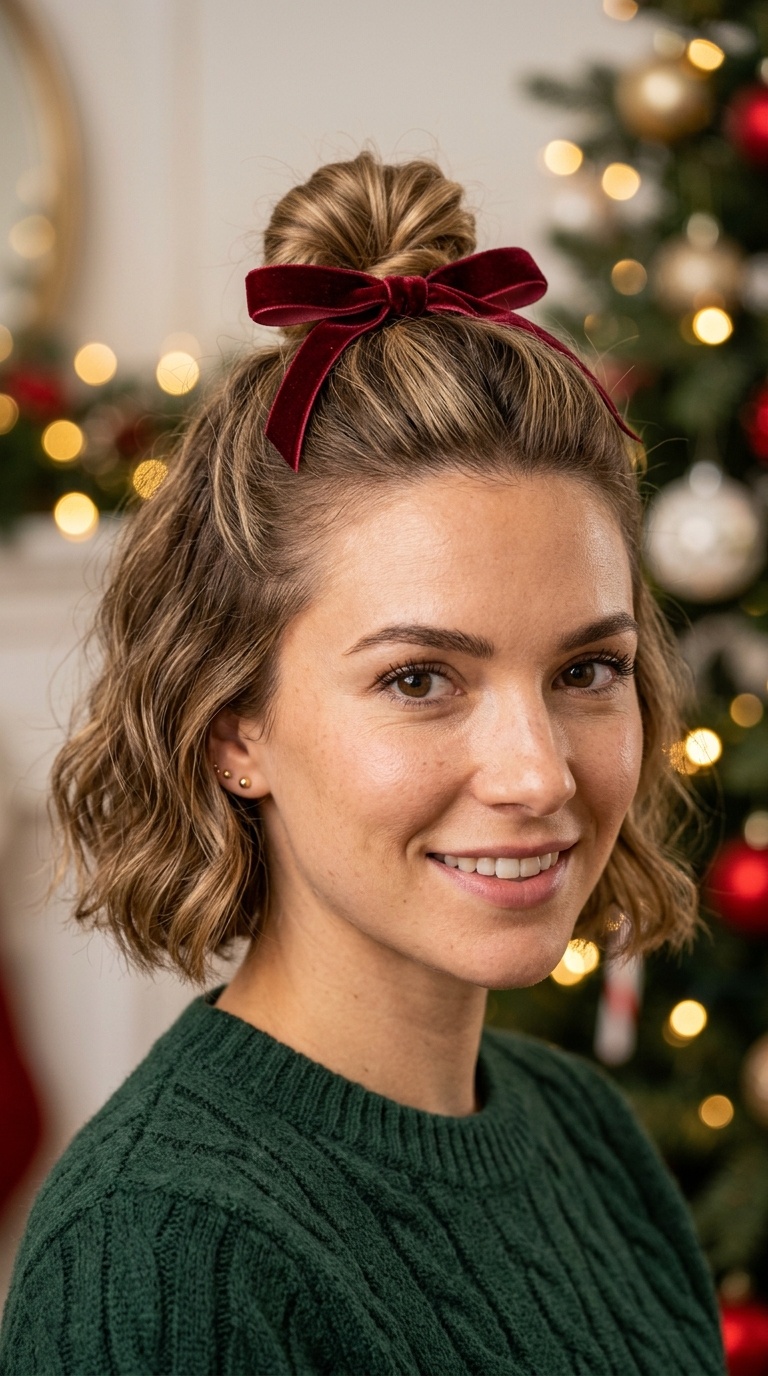 Half-Up Top Knot with Ribbon