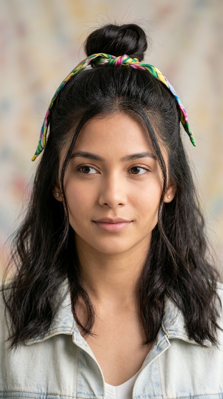 Half-Up Top Knot with Ribbon