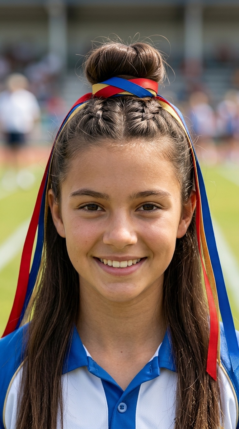 Half-Up Top Knot with Ribbon Streamers