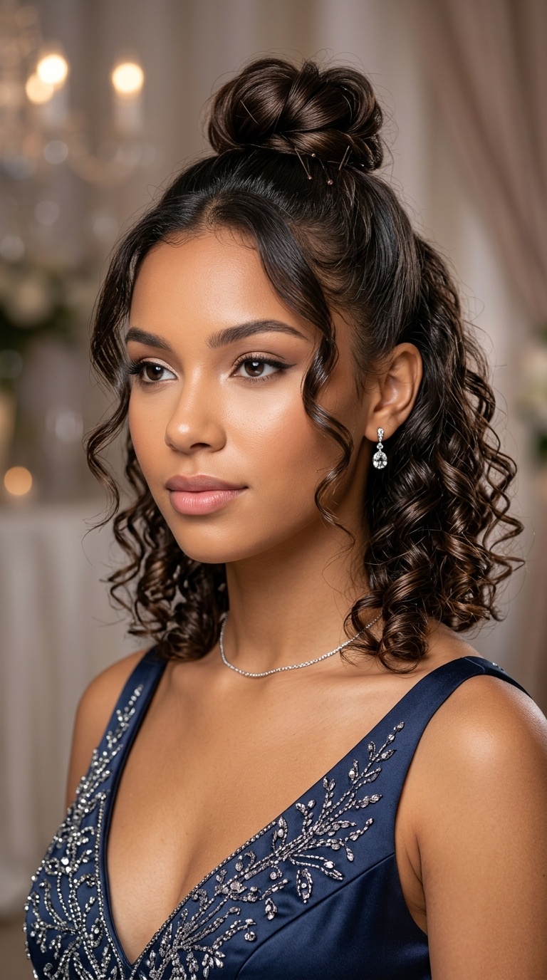 Half-Up Top Knot with Ringlets