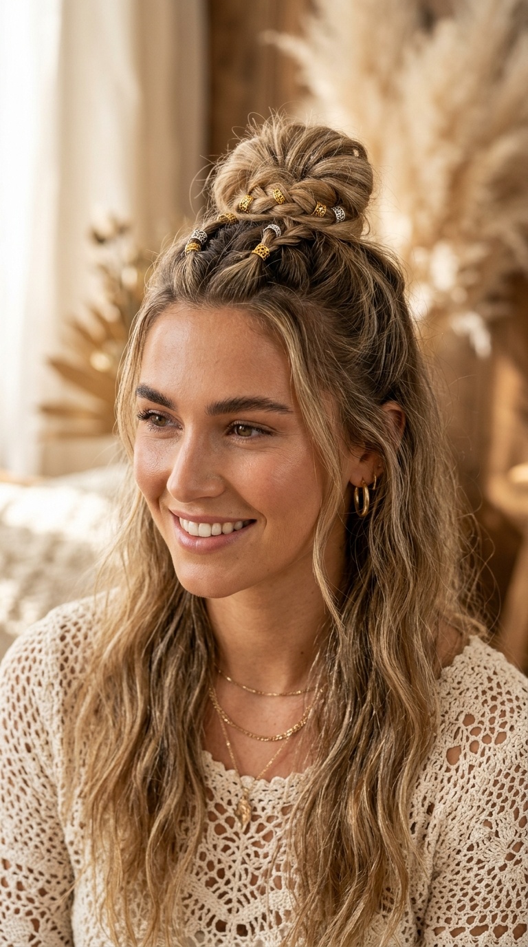Half-Up Top Knot with Rings