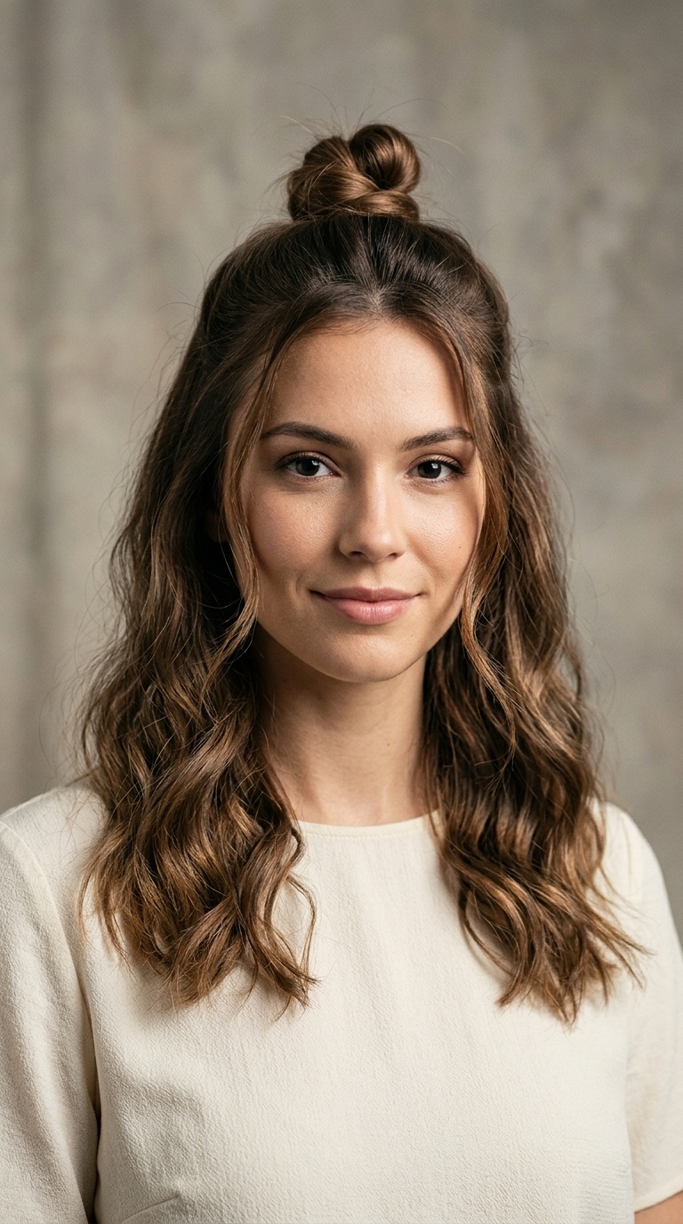 Half-Up Top Knot with Soft Waves