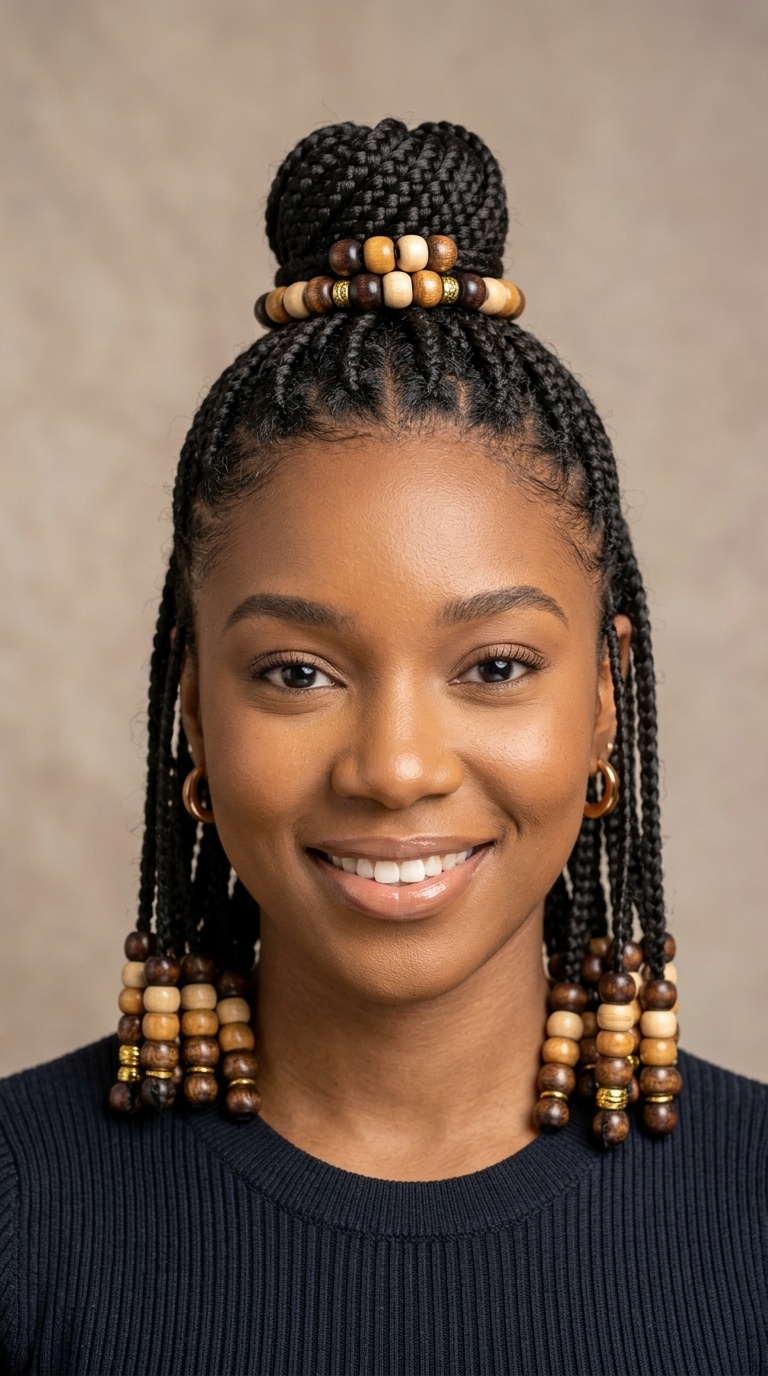 Half-Up Top Knot with Stacked Beads