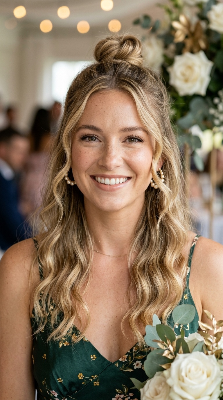 Half-Up Top Knot with Waves