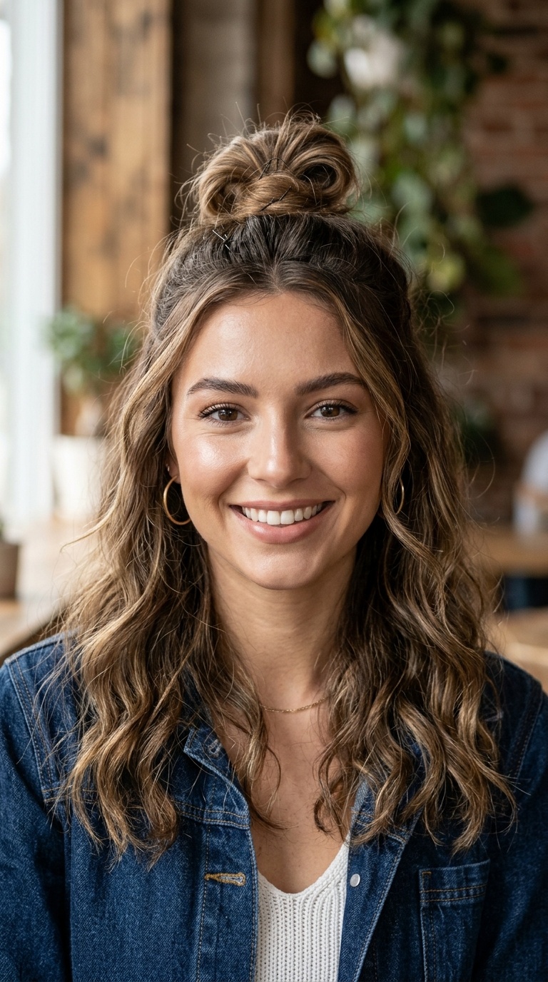 Half-Up Top Knot with Waves