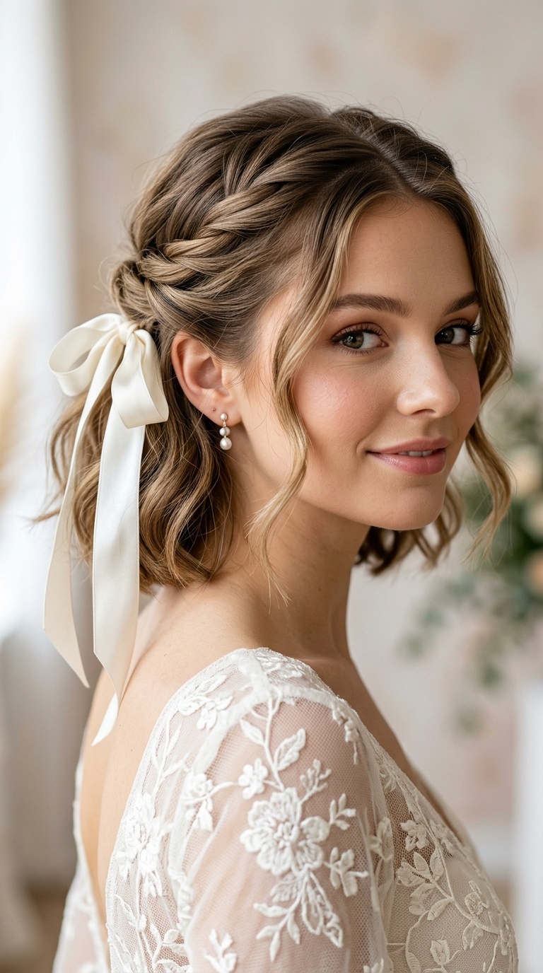 Half-Up Twist with Ribbon