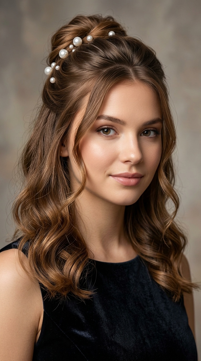 Half-Up with Pearl Accents