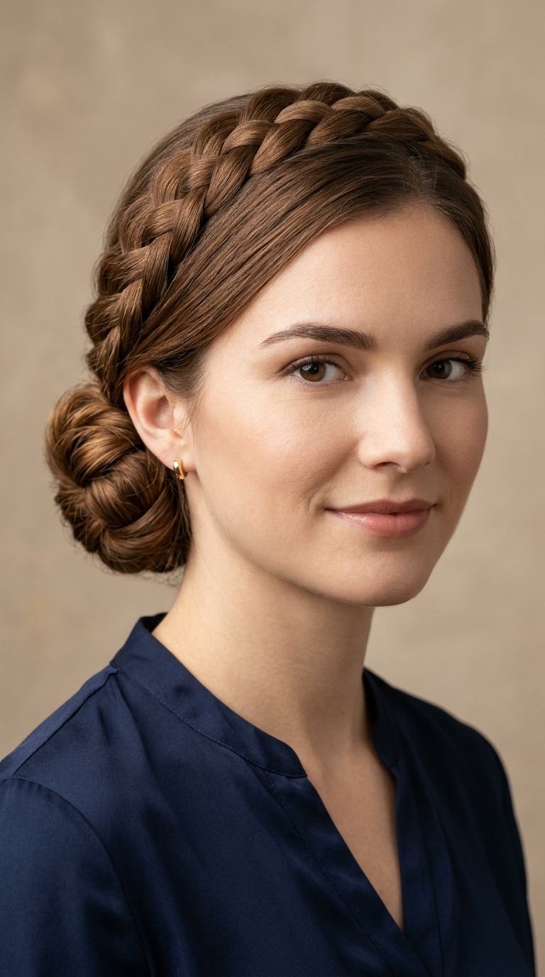 Halo Braid into Low Bun