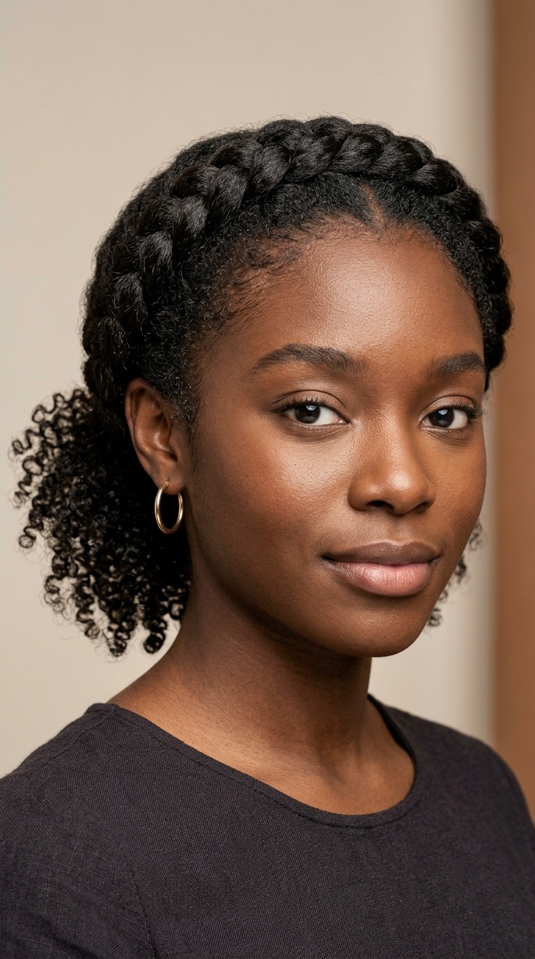 Halo Braid with a Curly Nape