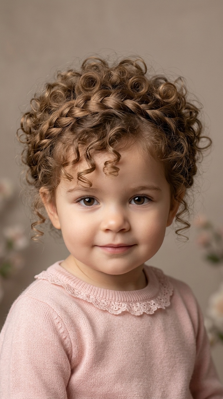 Halo Braid with Curly Center