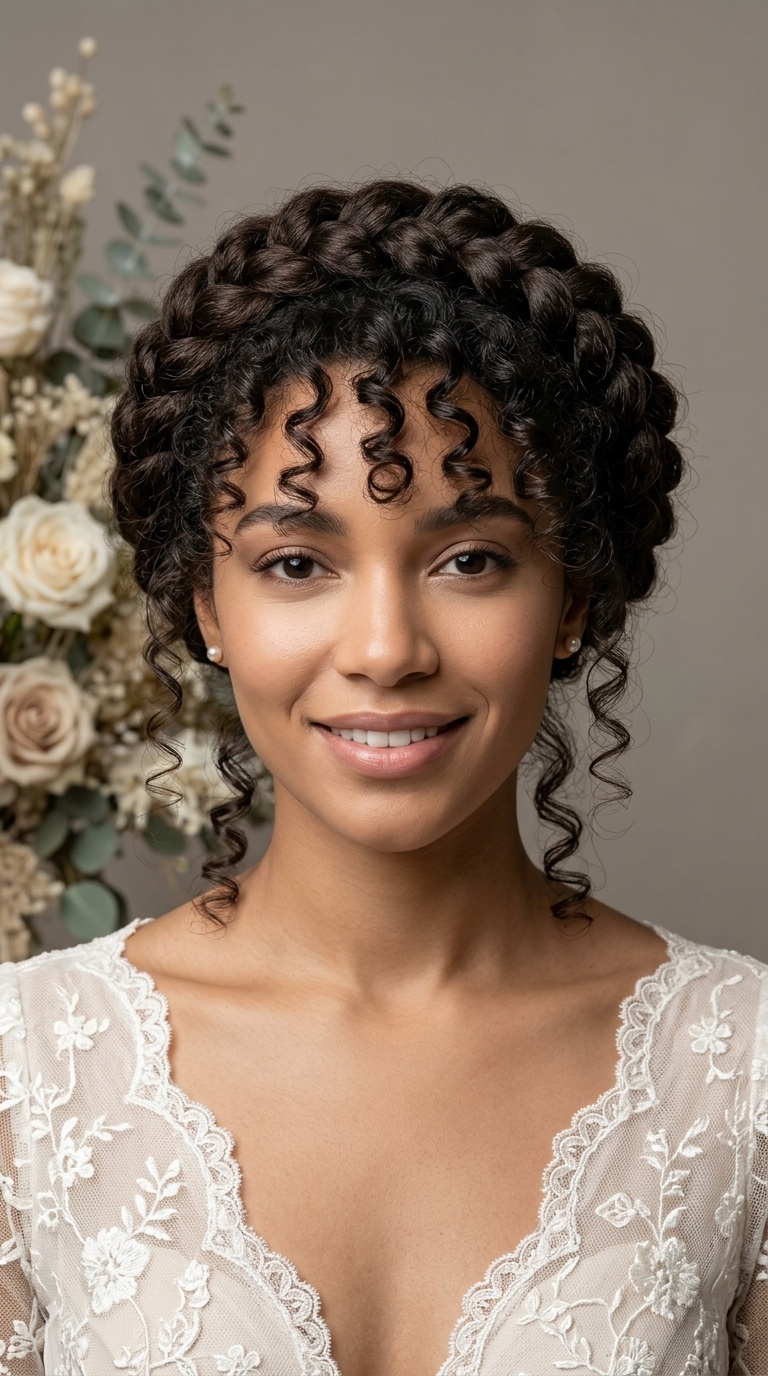 Halo Braid with Curly Center