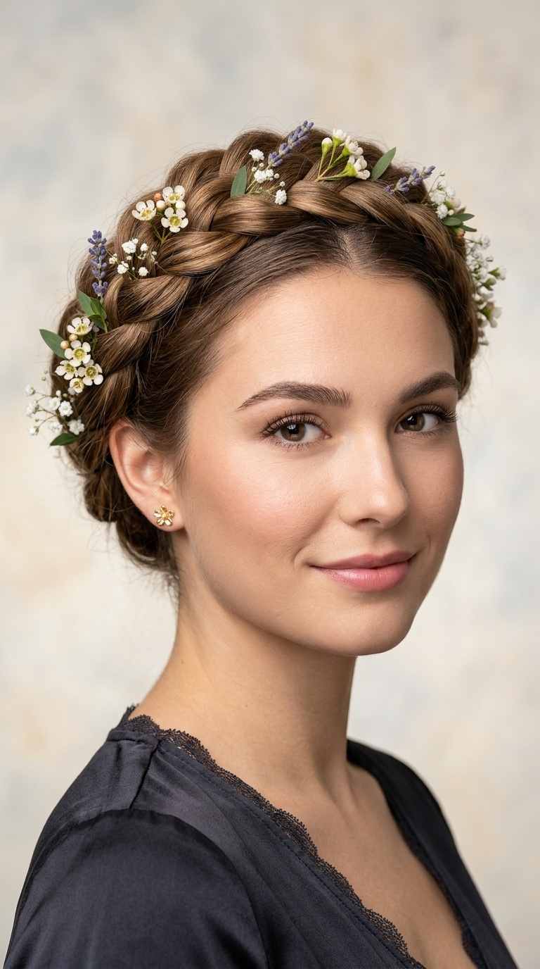 Halo Braid with Delicate Florals