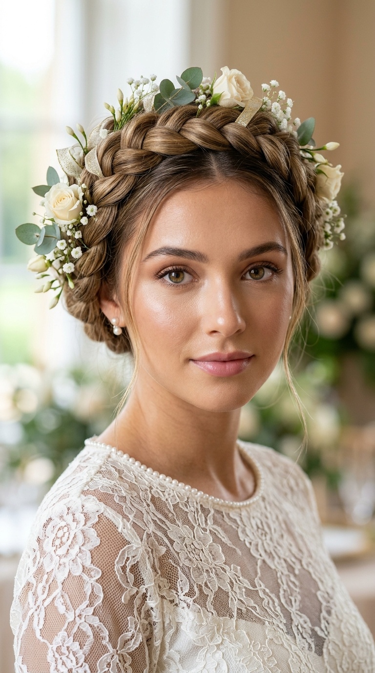 Halo Braid with Embedded Floral Vines