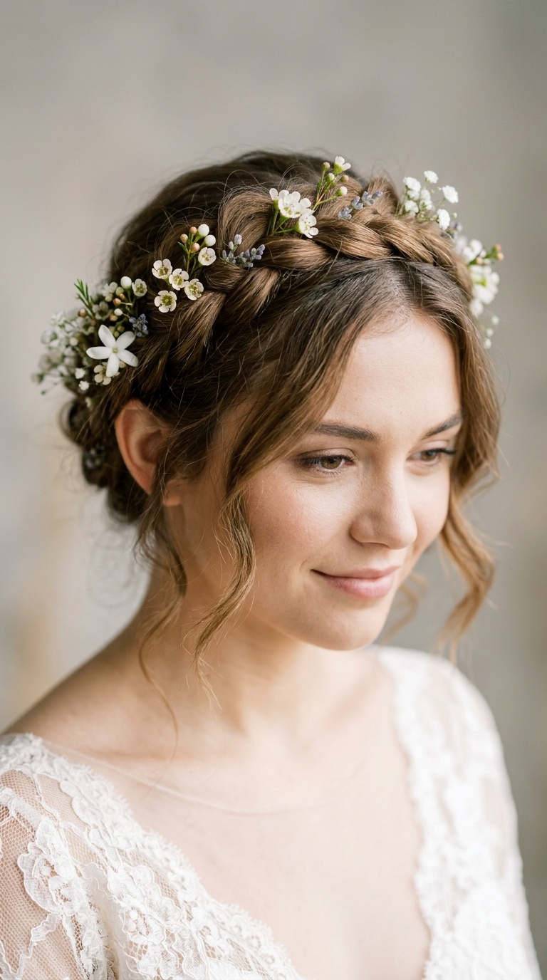 Halo Braid with Floral Accents