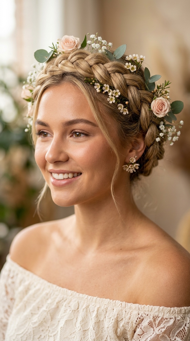 Halo Braid with Florals