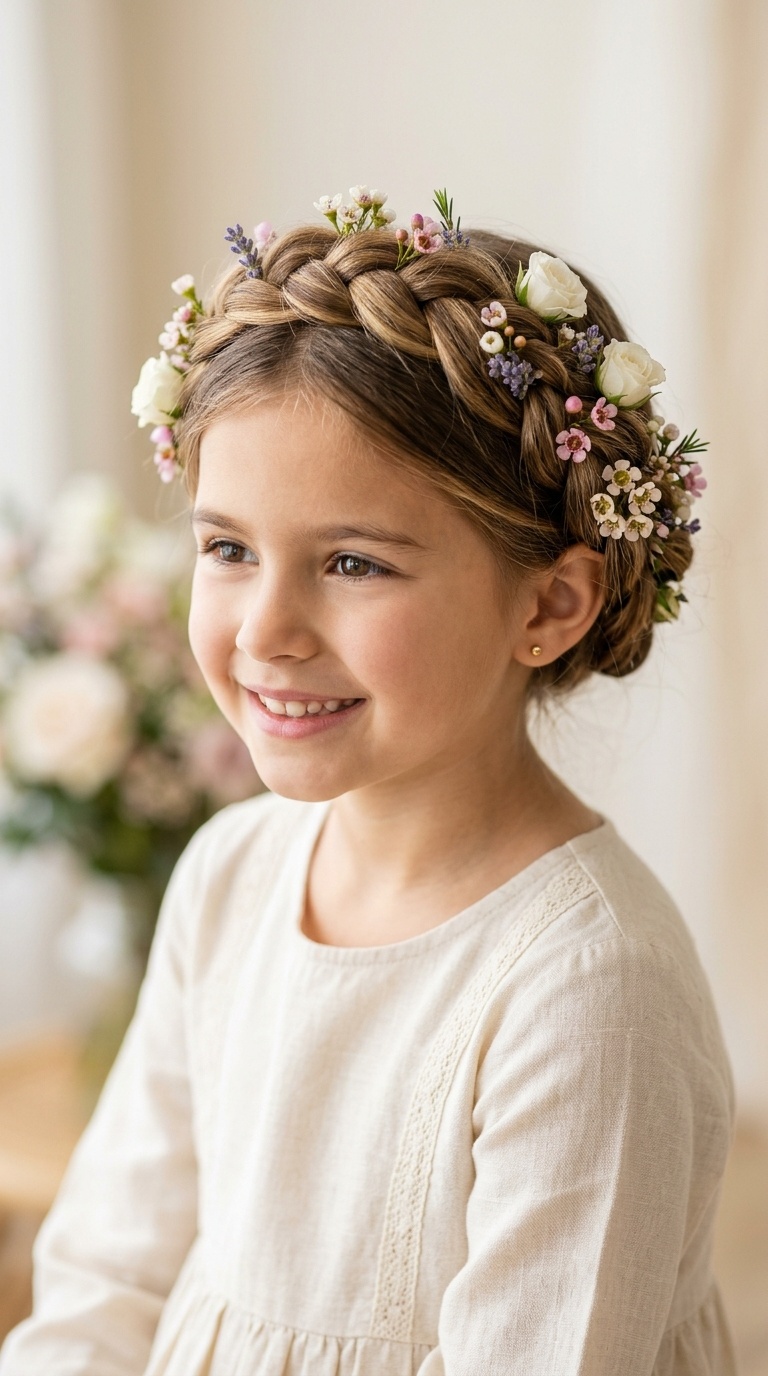Halo Braid with Fresh Flowers
