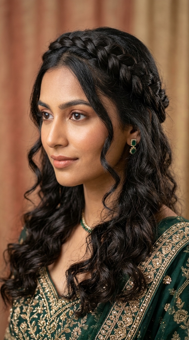 Halo Braid with Loose Tresses