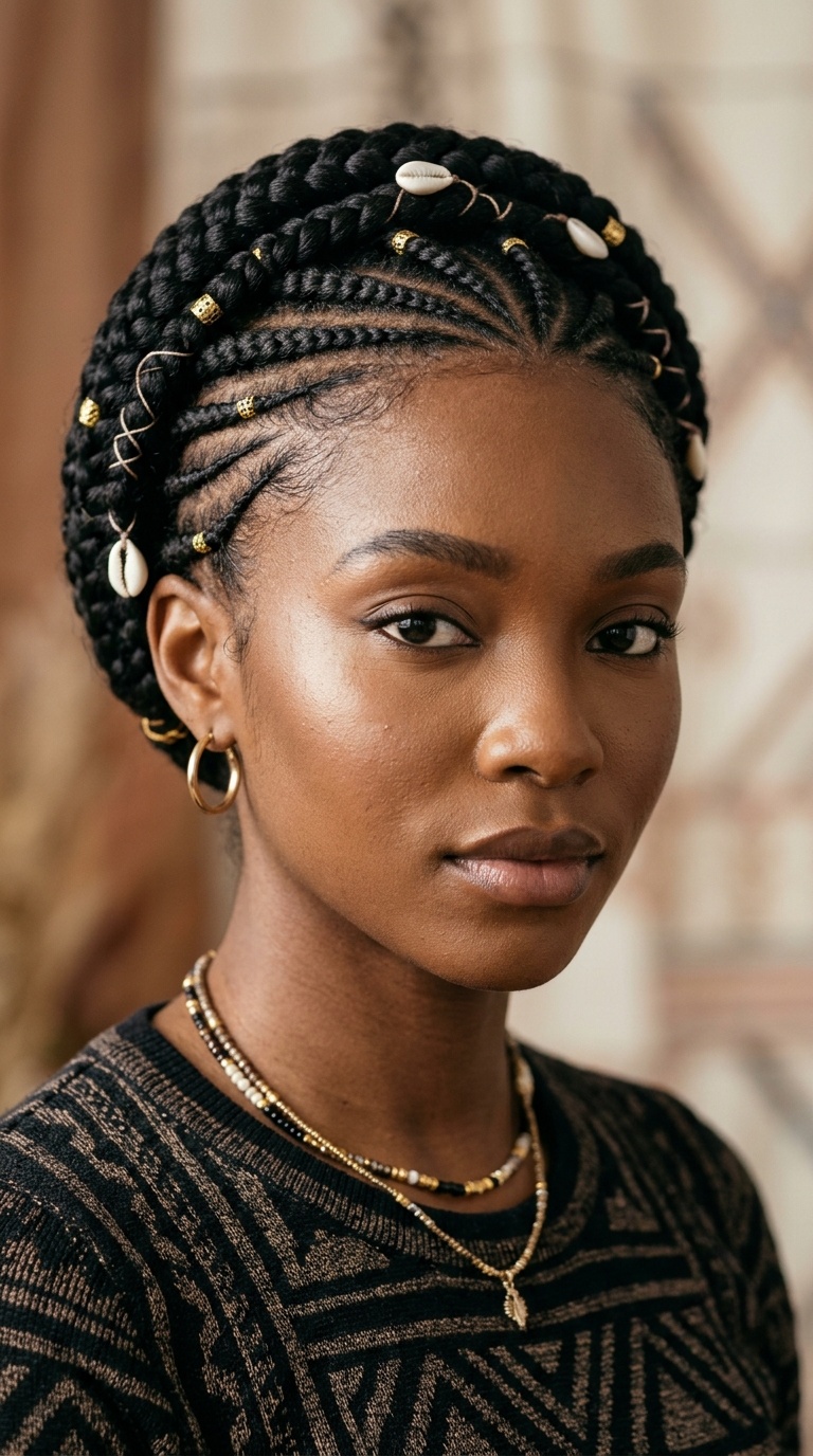 Halo Style Tribal Crown Cornrows