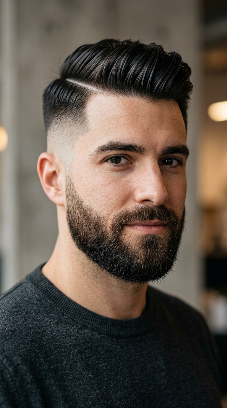 Hard Part with Skin Fade and Medium Beard