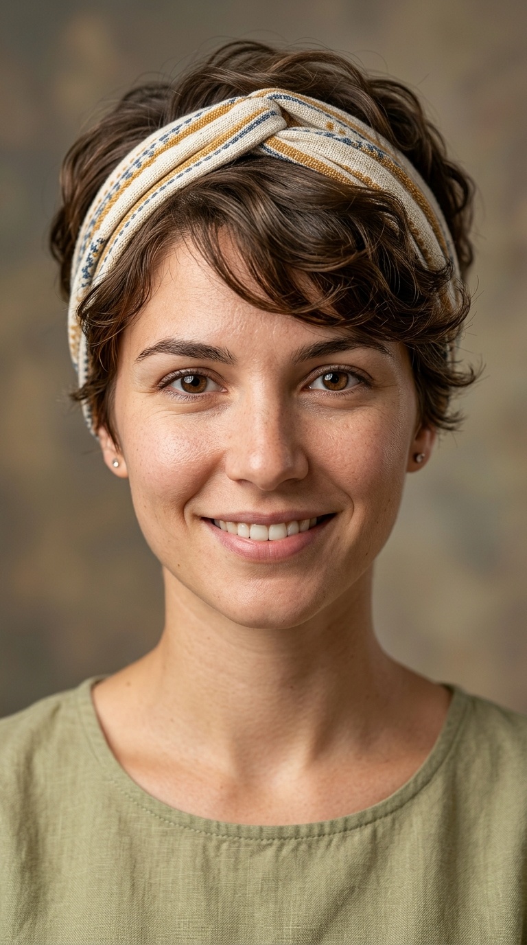 Headband-Wrapped Pixie