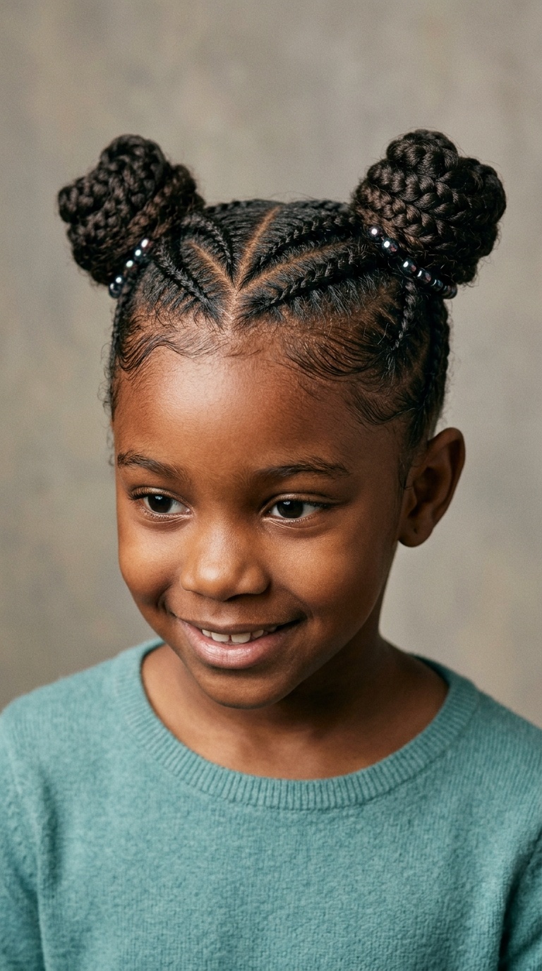 Heart-Parted Braided Buns