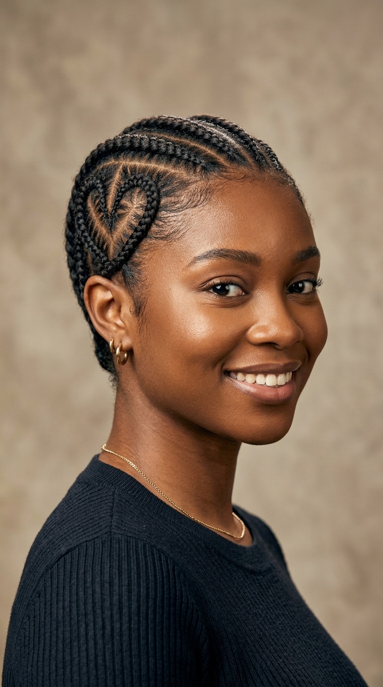 Heart-Shaped Accent Cornrows
