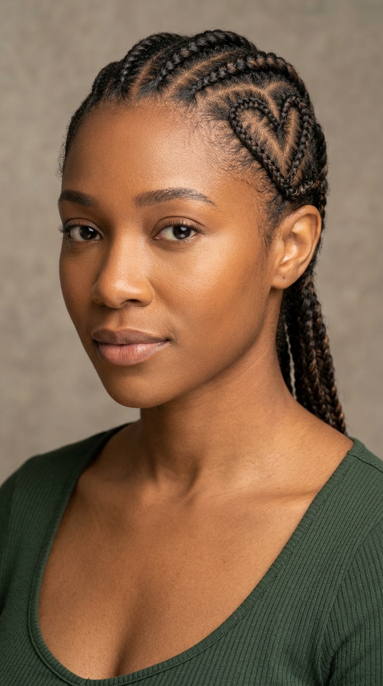 Heart-Shaped Accent Cornrows