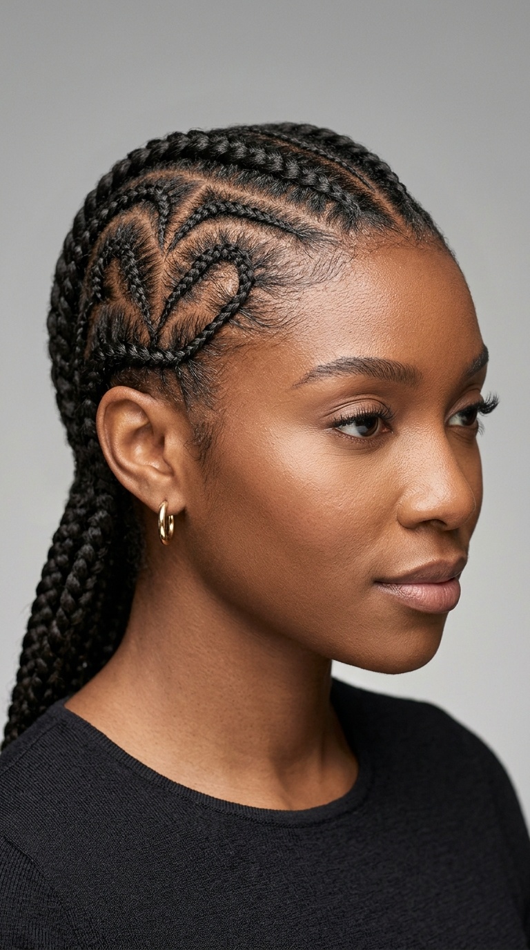 Heart-Shaped Accent Cornrows