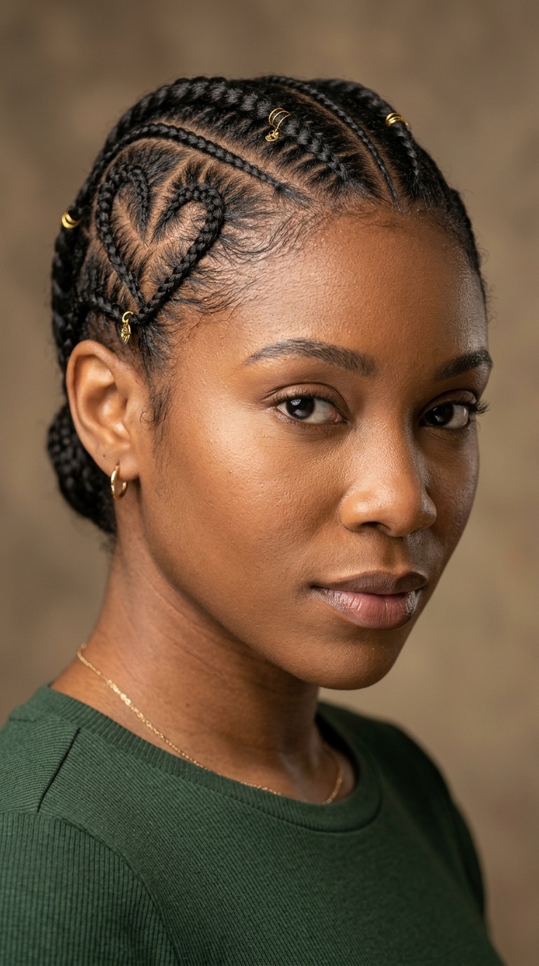 Heart-Shaped Accent Cornrows