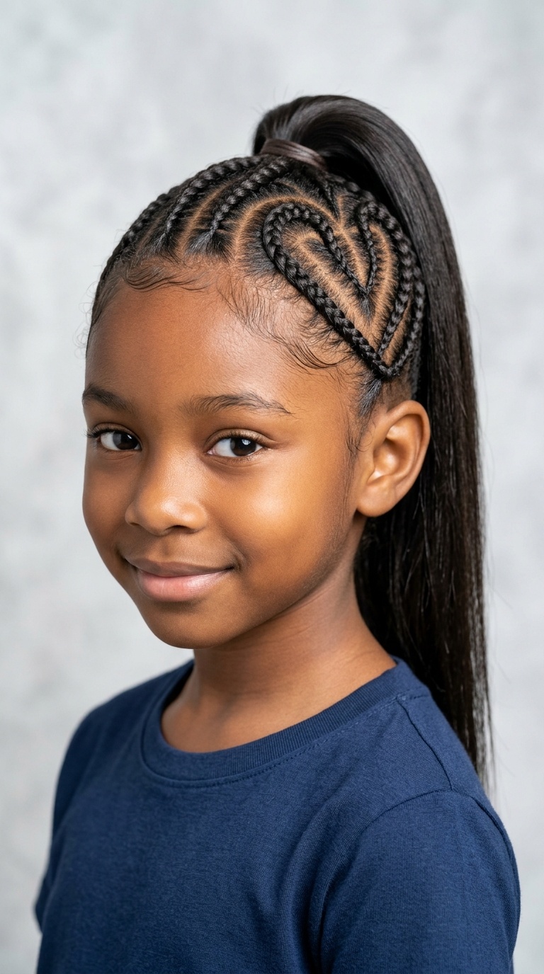 Heart-Shaped Braids with Ponytails