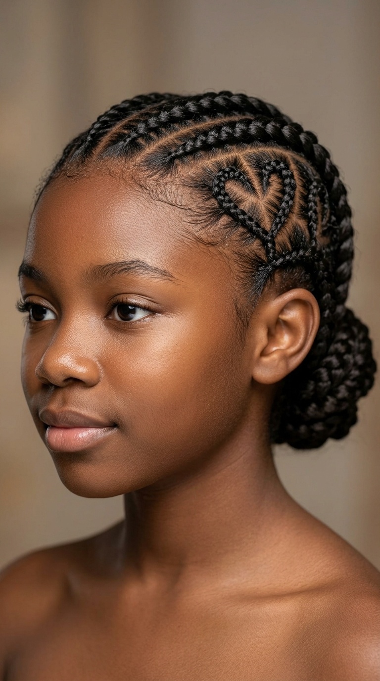 Heart-Shaped Cornrow Accents